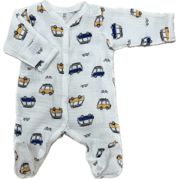 Муслиновый слип на кнопках 50-56 см Newborn  цвет: машинки М-141