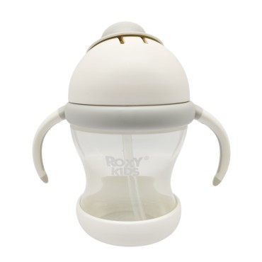 Поильник-непроливайка с трубочкой 200 мл цвет: кокосово-серый RFD-008-GI