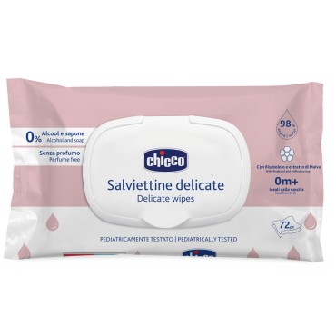 Салфетки влажные очищающие без отдушки 0+ 72 шт. с клапаном Chicco