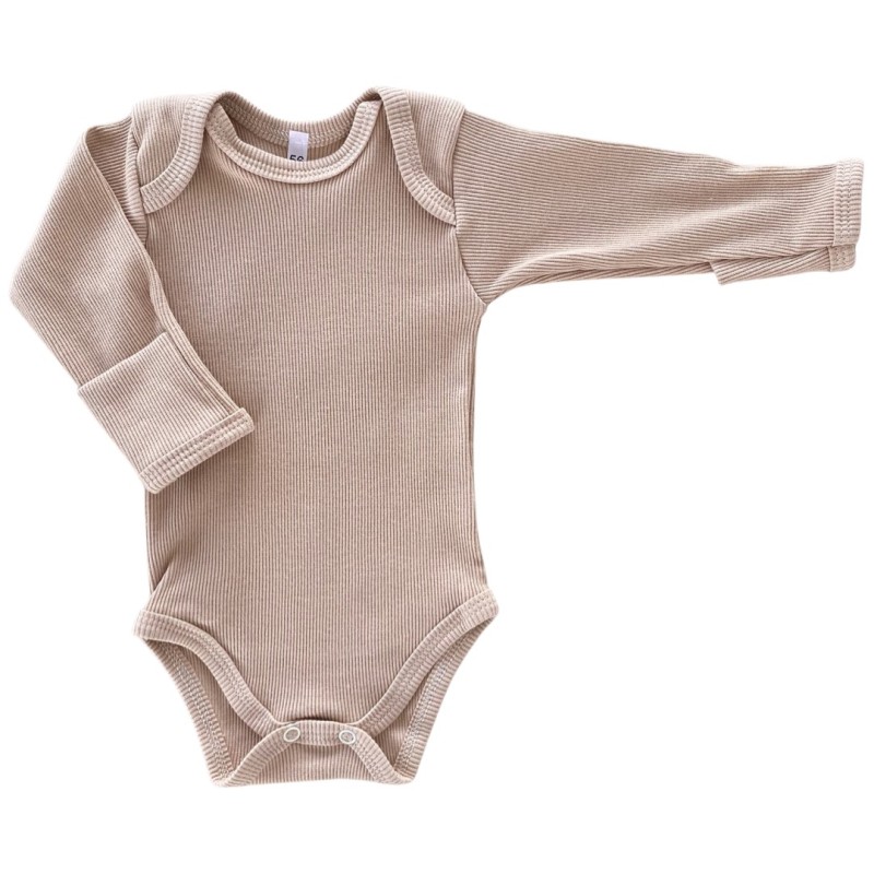 Боди с длинным рукавом из кашкорсе 68-74 см цвет: бежевый Т-182