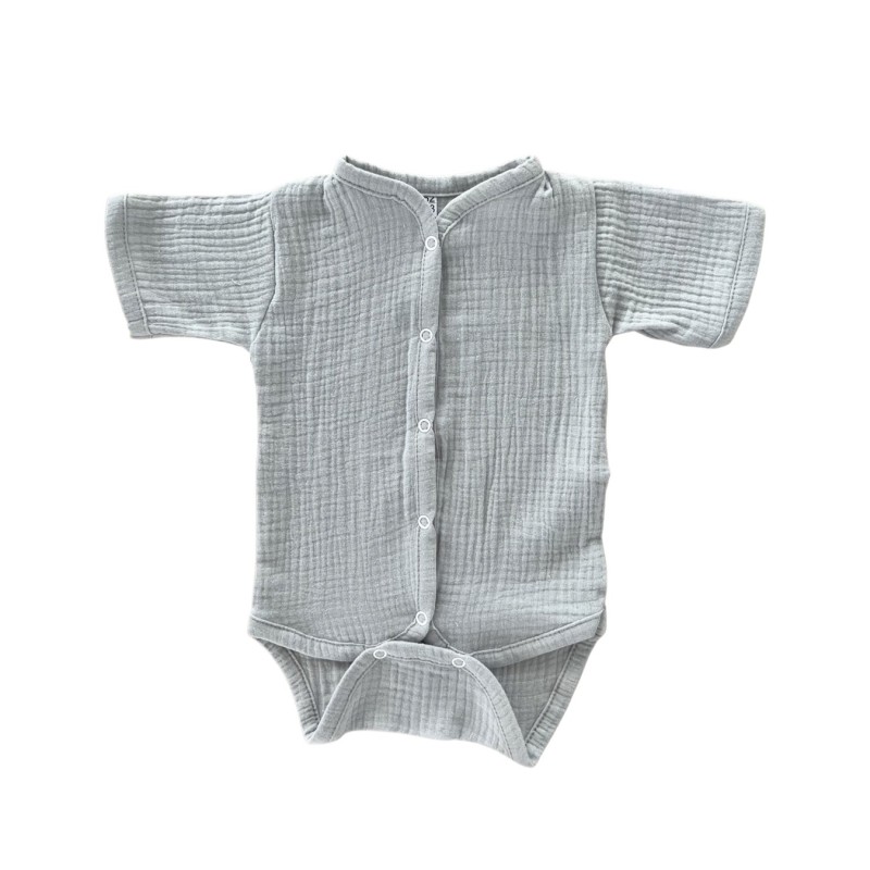 Боди на кнопках с коротким рукавом 62-68 см цвет: серый М-172