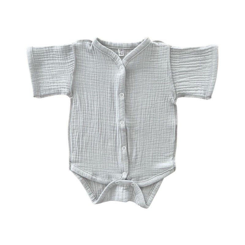 Боди на кнопках с коротким рукавом 56-62 см цвет: серый Т-172 / М-172 Боди на кнопках с коротким рукавом 56-62 см цвет: серый Т-172 / М-172