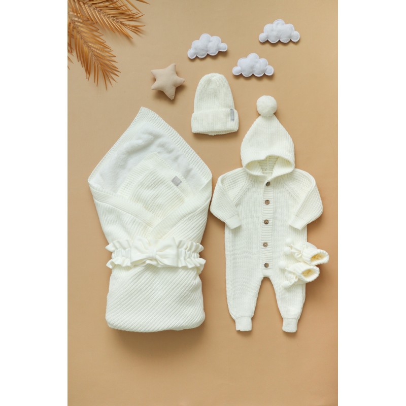Комплект на выписку и прогулки " Hugge" 5 предметов цвет: молочный 0366