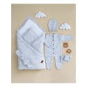 Детский комплект на выписку из роддома 5 предметов цвет: серый 0389