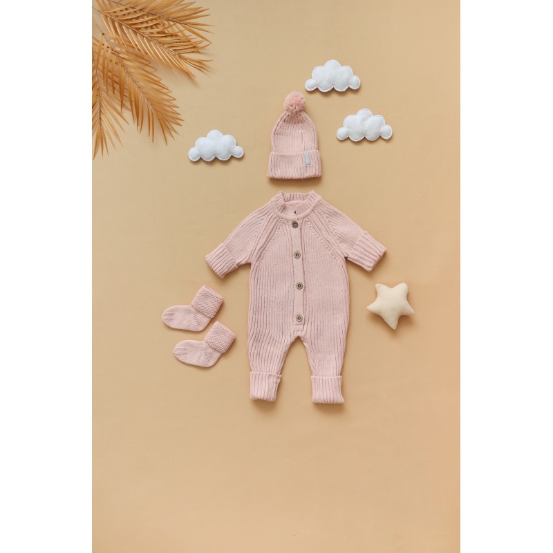 Детский вязаный набор: комбинезон +шапочка+носочки 56-68 см цвет: пудровый В059 Детский вязаный набор: комбинезон +шапочка+носочки 56-68 см цвет: пудровый В059