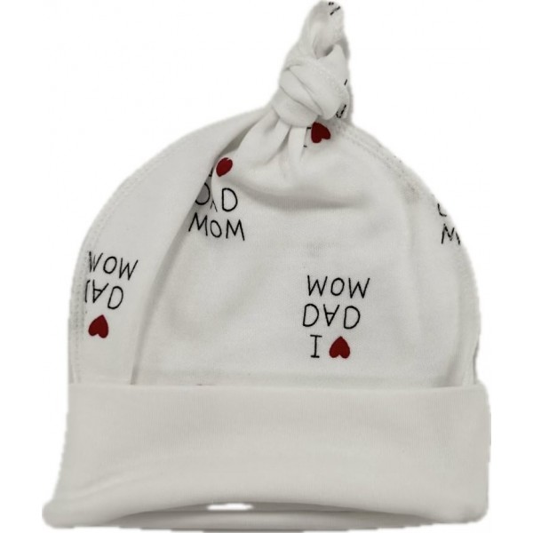 Чепчик с узелком 38-42 см принт: I love Mom&Dad Т-136