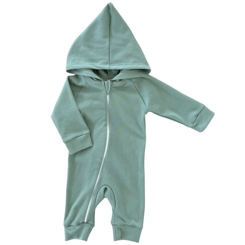 Комбинезон хлопковый с капюшоном на молнии с манжетами 56-62 см « Полоска» цвет: оливковый Т-044 Комбинезон хлопковый с капюшоном на молнии с манжетами 56-62 см « Полоска» цвет: оливковый Т-044