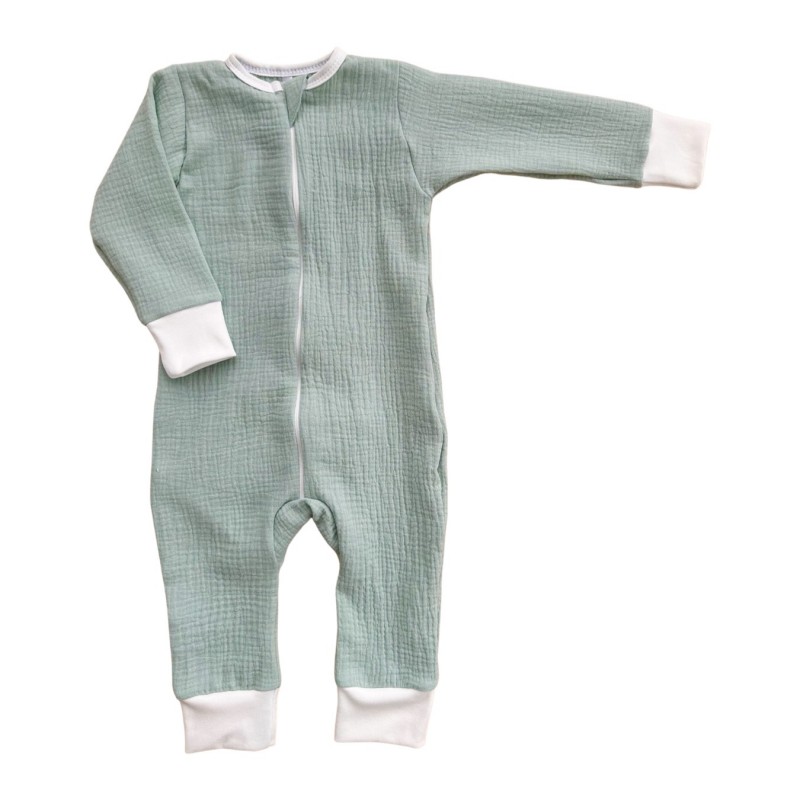 Муслиновый комбинезон на молнии 74 см цвет: морская волна М-009