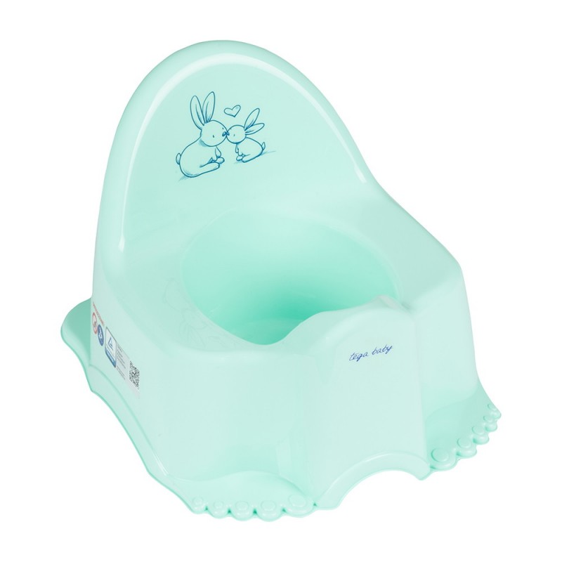 Детский антискользящий горшок Тега " LITTLE BUNNIES /КРОЛИКИ" цвет: мятный KR-001-105
