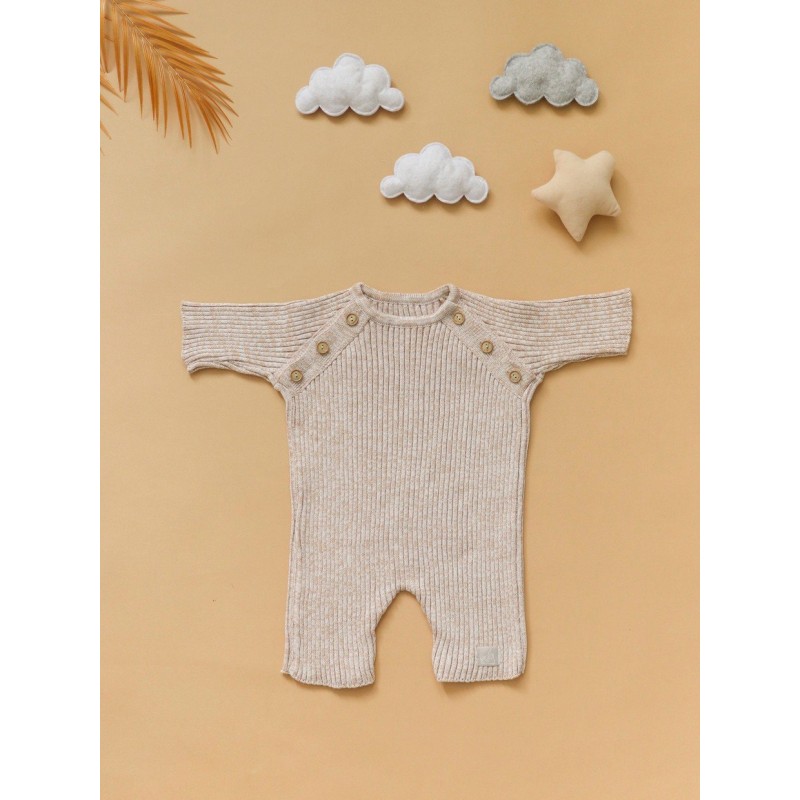 Вязаный хлопковый комбинезон " Line" 62-68 см цвет: бело-бежевый В078 Вязаный хлопковый комбинезон " Line" 62-68 см цвет: бело-бежевый В078