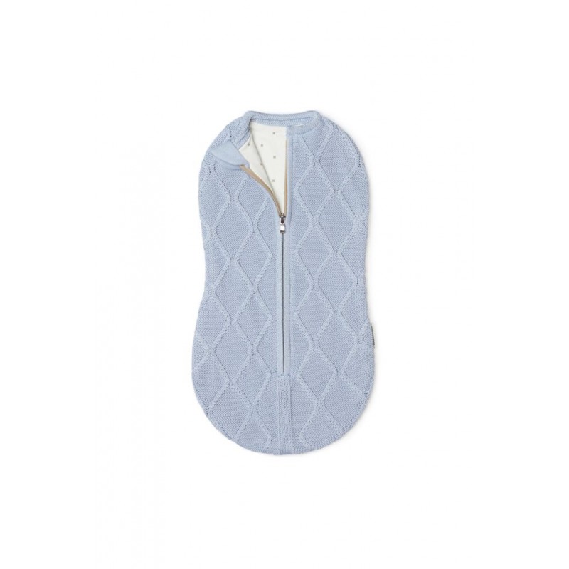 Вязаный теплый прогулочный кокон " Oliver " 62 см цвет: небесный LW0190-038