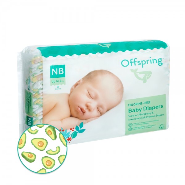 Эко-подгузники Offspring Newborn 2-4 кг 56 шт цвет: авокадо