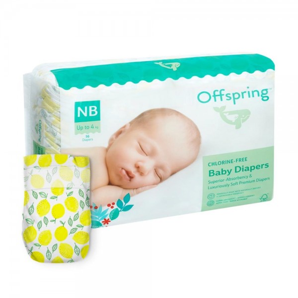 Эко-подгузники Offspring Newborn 2-4 кг 56 шт цвет: лимоны