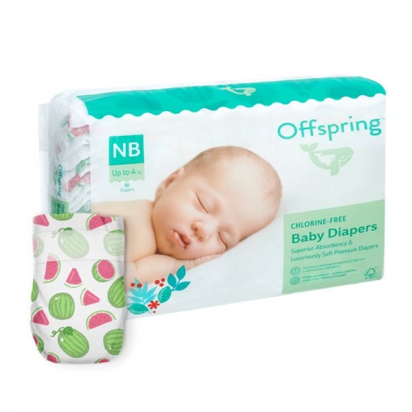 Эко-подгузники Offspring Newborn 2-4 кг 56 шт цвет: арбузы