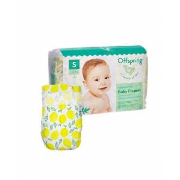 Эко-подгузники Offspring S 3-6 кг 48 шт цвет: лимоны Эко-подгузники Offspring S 3-6 кг 48 шт цвет: лимоны
