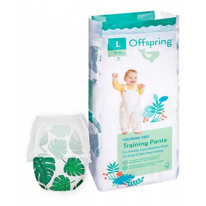 Эко-подгузники-трусики Offspring L 9-14 кг 36 шт цвет: тропики Эко-подгузники-трусики Offspring L 9-14 кг 36 шт цвет: тропики