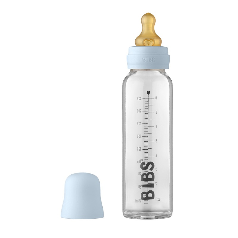 Антиколиковая бутылочка для кормления стеклянная 225 мл Bibs Baby Bottle Complete Set цвет: baby blue / голубой Антиколиковая бутылочка для кормления стеклянная 225 мл Bibs Baby Bottle Complete Set цвет: baby blue / голубой