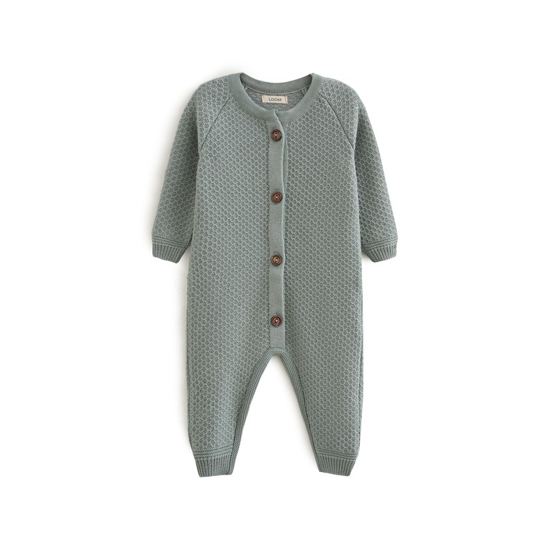 Вязаный текстурный комбинезон 62 см 0-3 месяца цвет: серо-зеленый W058N-040