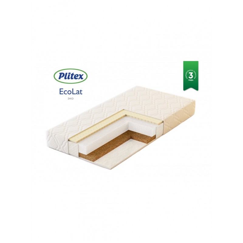 Матрас для прямоугольной кроватки Eco Lat 119х60х12 см ЭКT-01