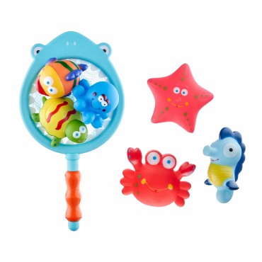 Игрушки для ванной SEA ANIMALS с сачком 6+1 шт RRT-812