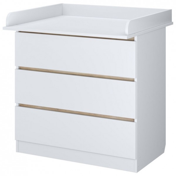 Детский пеленальный комод Polini Simple 3 ящика + рамка цвет: белый-вяз 1980 Детский пеленальный комод Polini Simple 3 ящика + рамка цвет: белый-вяз 1980