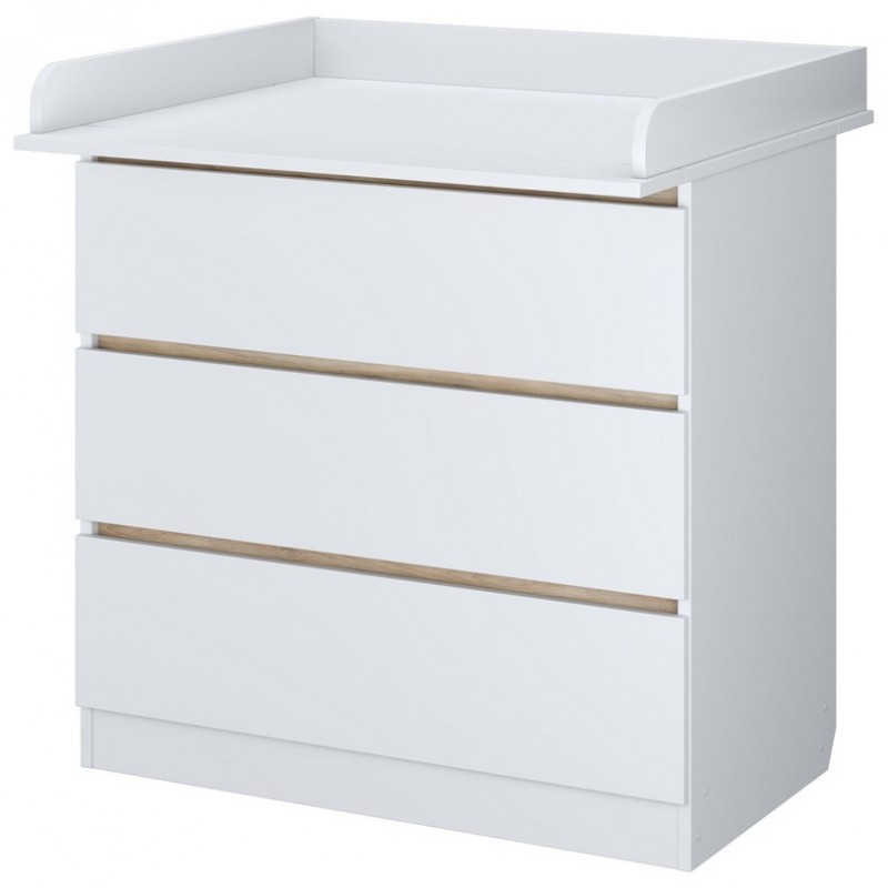 Детский пеленальный комод Polini Simple 3 ящика + рамка цвет: белый-вяз 1980 Детский пеленальный комод Polini Simple 3 ящика + рамка цвет: белый-вяз 1980