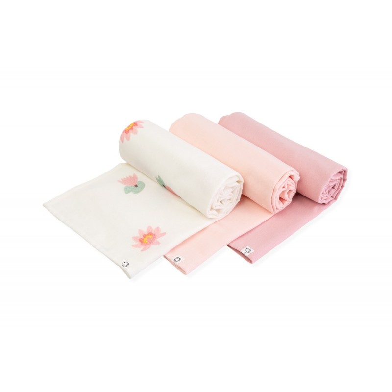 Набор фланелевых пеленок 3 шт Buba Kids Кувшинка розовая/ пыльная роза/ пудра BKFLSW1