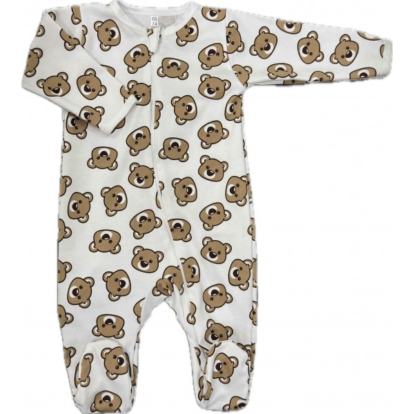 Слип нательный на молнии 68-74 см принт: мишки Teddy шоколадные Т-125