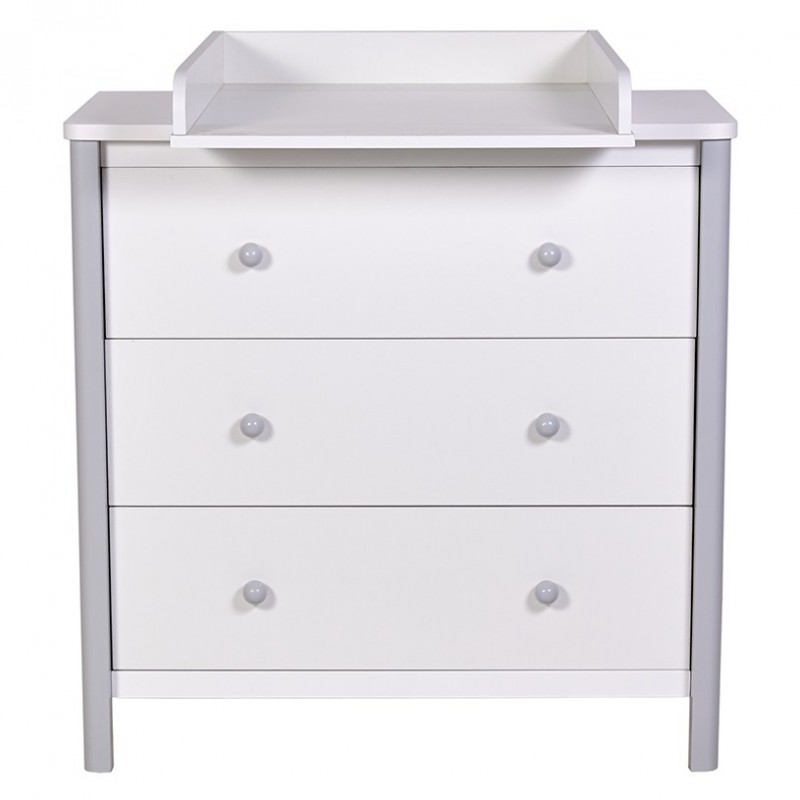 Детский пеленальный комод Polini Simple 3 ящика + рамка цвет: белый -серый 3501
