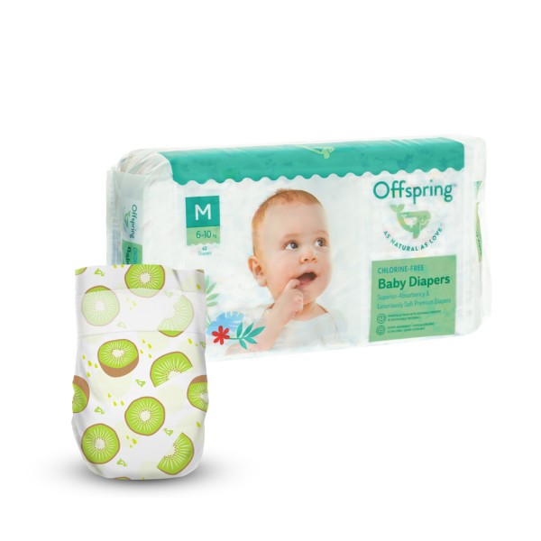 Эко-подгузники Offspring M 6-10 кг 42 шт цвет: киви