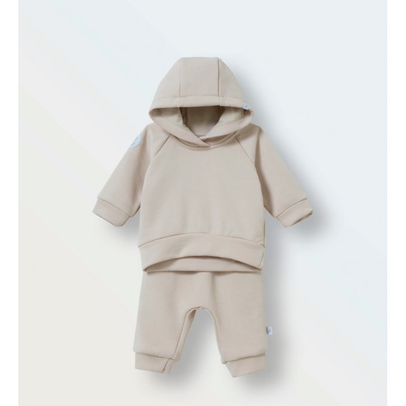 Комплект детский худи+ штаны-джоггеры 80 см цвет: топленое молоко 1552-79