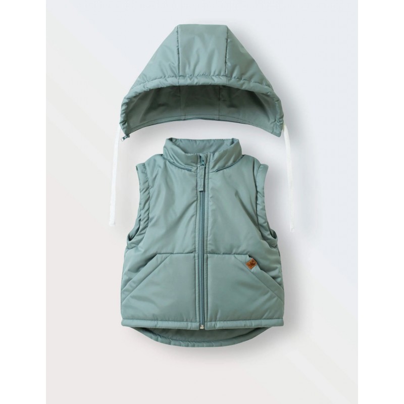 Теплая жилетка со съемным капюшоном 68-80 см цвет: базилик 110-233