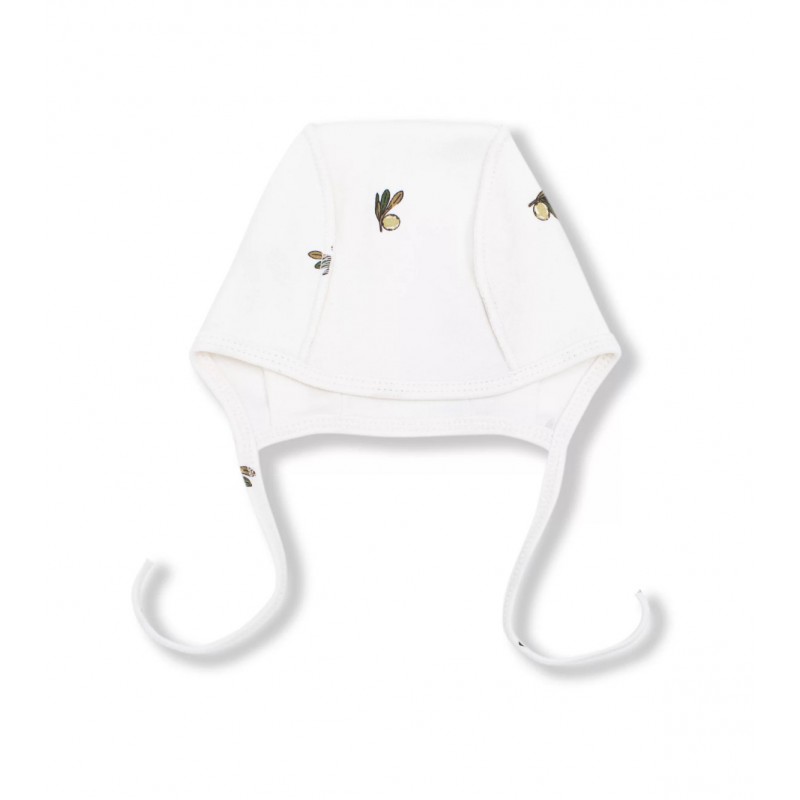 Шапочка-чепчик для малыша 36-38 см цвет: оливки на экрю 1529-224