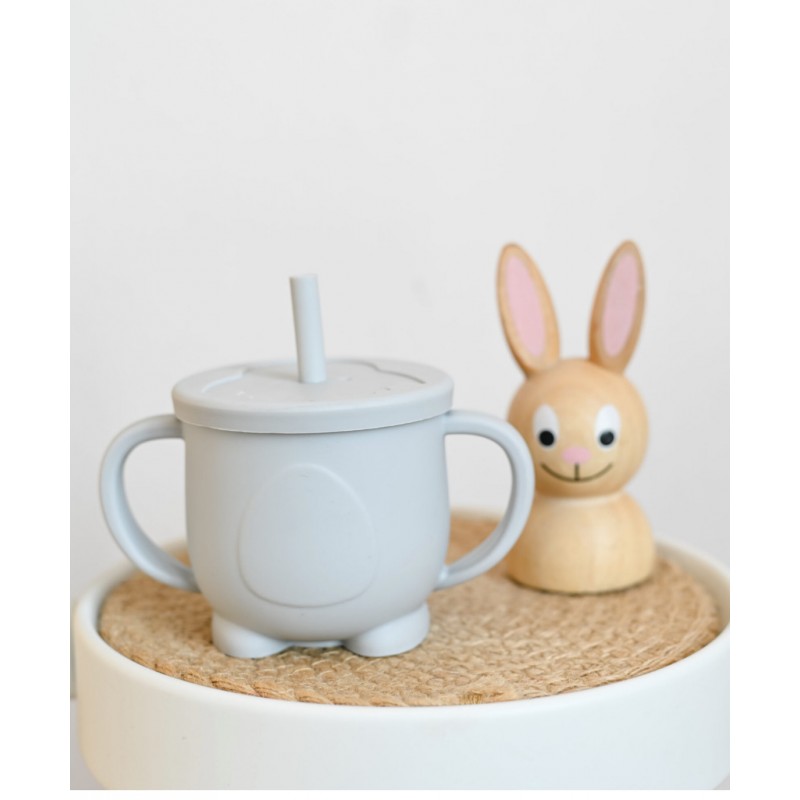 Поильник силиконовый с трубочкой + щеточка для чистки цвет: light grey / светло-серый SB3423 Поильник силиконовый с трубочкой + щеточка для чистки цвет: light grey / светло-серый SB3423