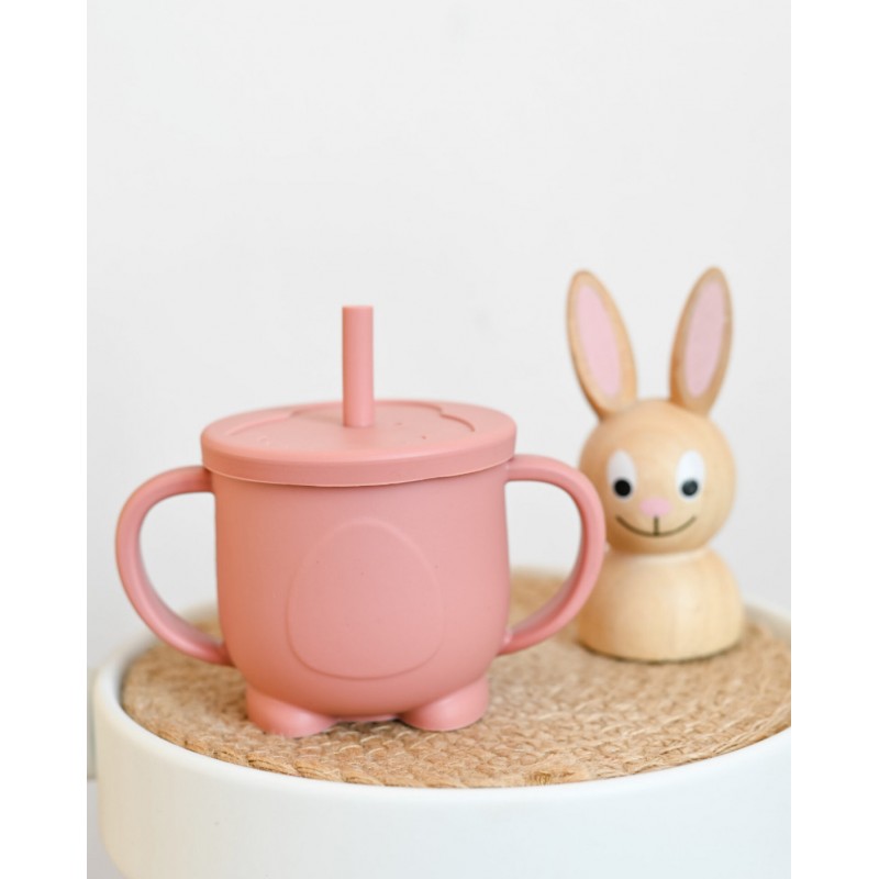 Поильник силиконовый с трубочкой + щеточка для чистки цвет: rose dawn / пыльно-розовый SB3421