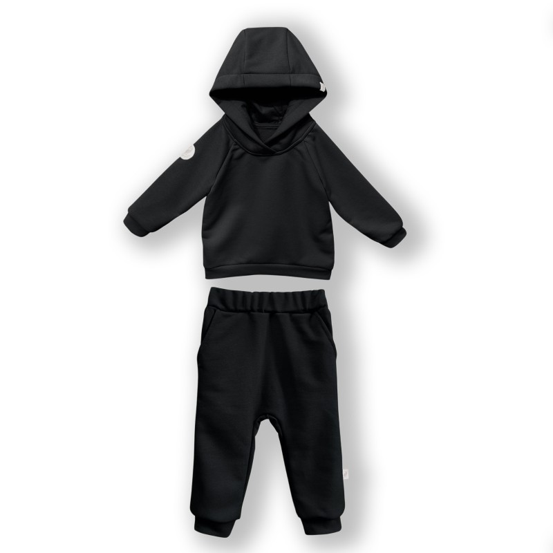 Комплект детский худи+ штаны-джоггеры 80 см цвет: черный 1552-23