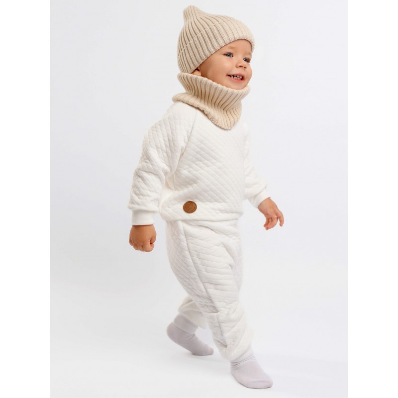 Комплект из капитония 80 см свитшот + джоггеры цвет: экрю 4050-02 Комплект из капитония 80 см свитшот + джоггеры цвет: экрю 4050-02