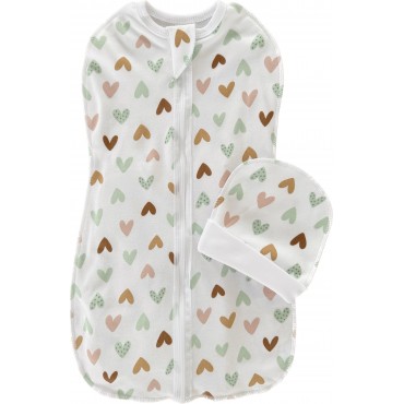 Пеленка-кокон на молнии с шапочкой 50-56 см принт: сердечки Т-007 Пеленка-кокон на молнии с шапочкой 50-56 см принт: сердечки Т-007