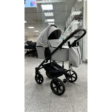 Коляска детская 3 в 1 Bjoy Mia SL кожа + ткань цвет: светло-серый