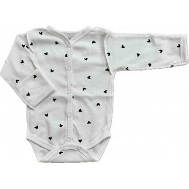 Боди с длинным рукавом на кнопках Newborn 50 см принт: сердечки монохром Т-131