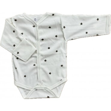 Боди с длинным рукавом на кнопках 56-62 см принт: звездочки монохром Т-131