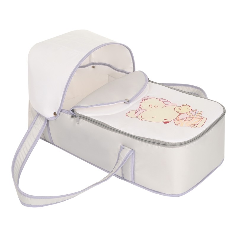 Люлька переноска с ручками для малыша Мишка-Малышка Bambola цвет: серо-белый 7693