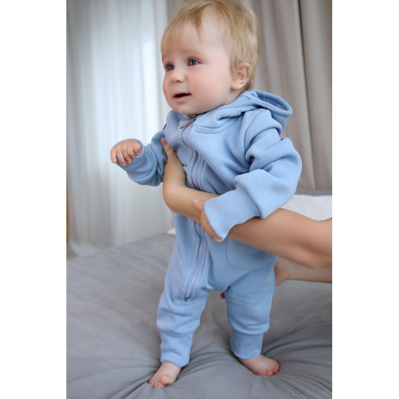 Комбинезон из футера с начесом Toucan 86 см цвет: голубой 1633-12 Комбинезон из футера с начесом Toucan 86 см цвет: голубой 1633-12