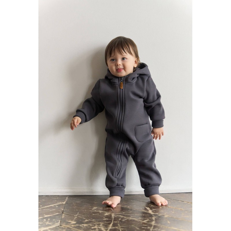 Комбинезон из футера с начесом Toucan 80 см цвет: графит 1633-53
