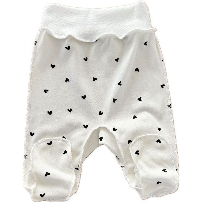 Ползунки для малыша 56-62 см принт: сердечки монохром Т-132