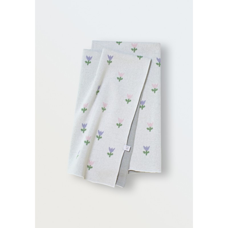 Плед вязаный 90*90 см Simple цвет: цветочки 8060-111