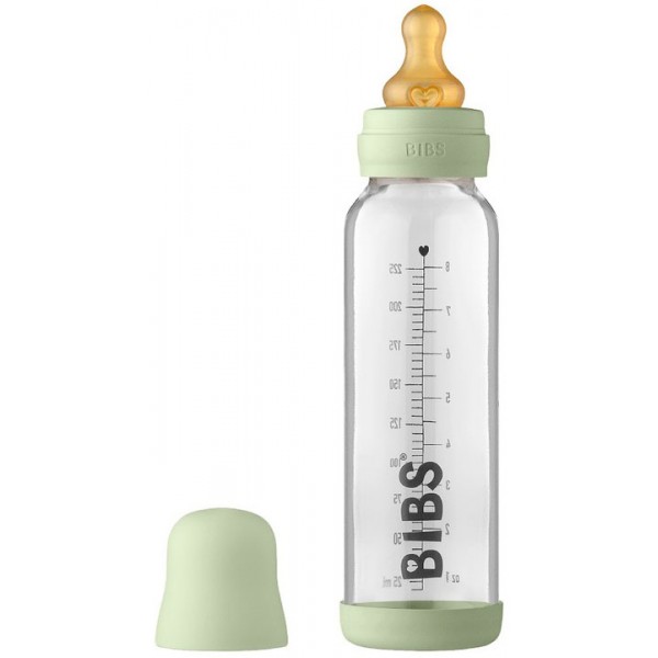 Антиколиковая бутылочка для кормления стеклянная 225 мл Bibs Baby Bottle Complete Set цвет: sage /серо-зеленый