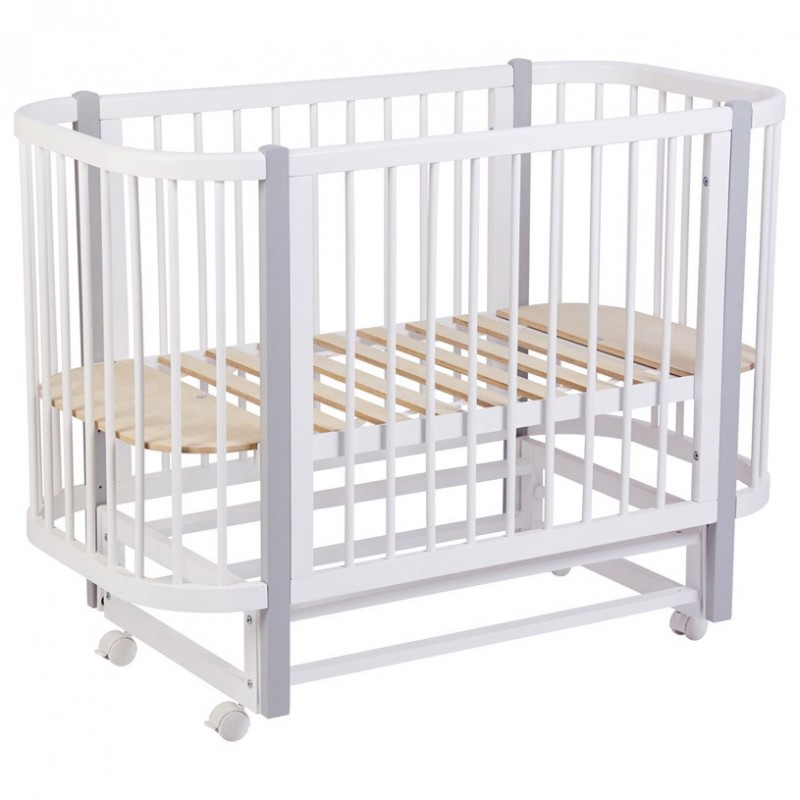 Детская деревянная кроватка Vera с маятником цвет: белый-серый 0003126-16