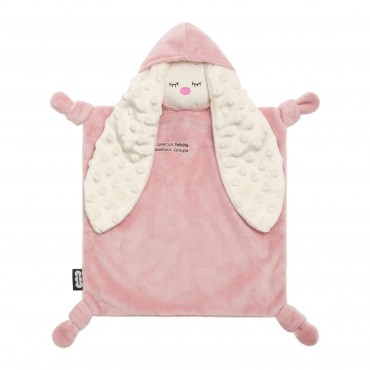 Игрушка мягконабивная комфортер-платочек Зайка пудра 815