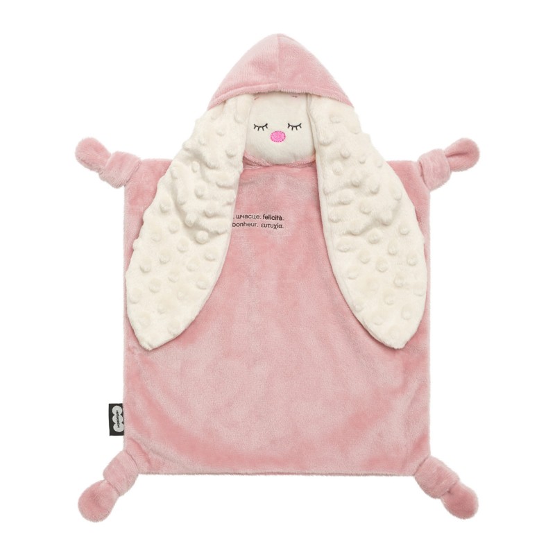 Игрушка мягконабивная комфортер-платочек Зайка пудра 815